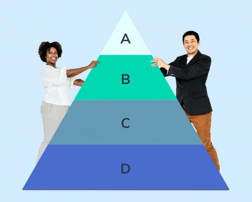 Man and woman holding a pyramid graph - 504065