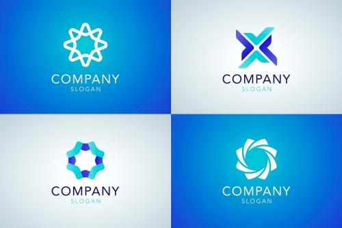 Blue company slogan collection vector - 1199835