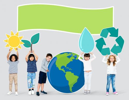 Diverse kids spreading environmental awareness - 504076