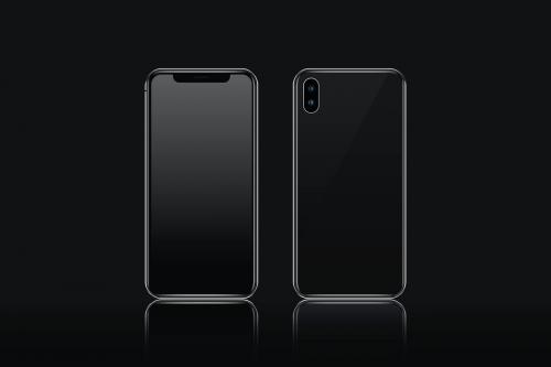 Mobile phone mockup front and rear view vector - 1199983