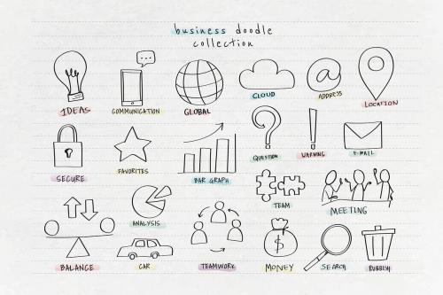 Business doodle collection design vector - 1200038