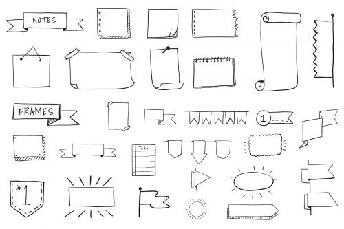 Hand drawn visual thinking elements vector set - 1200057