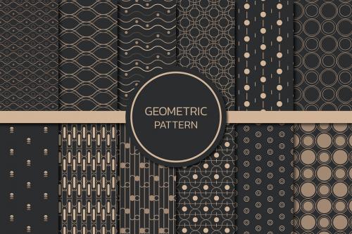 Seamless geometric pattern vector set - 1200333