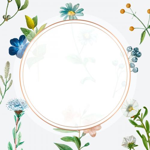Blank round frame on a floral background vector - 1200415