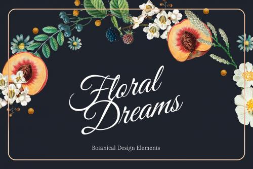 Floral dreams frame design vector - 1200439