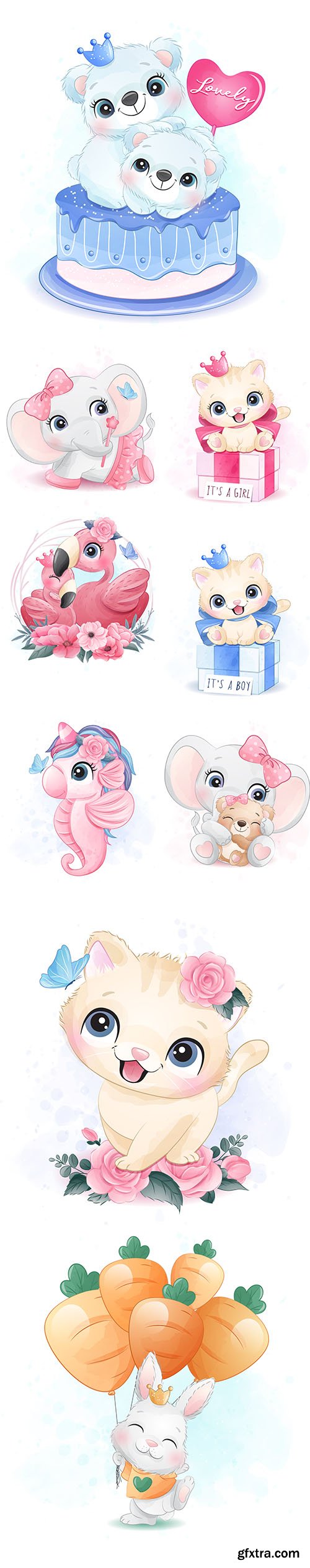 Little Cute Cartoons Animals Illustrations Vol 2