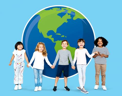 Diverse kids spreading environmental awareness - 504121