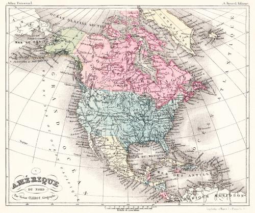 North America map vintage illustration, remix from original artwork. - 2267665