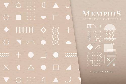 Beige Memphis seamless pattern vector - 1201392