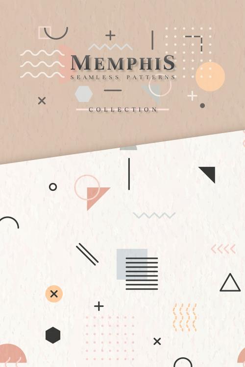 Beige Memphis seamless pattern vector - 1201511