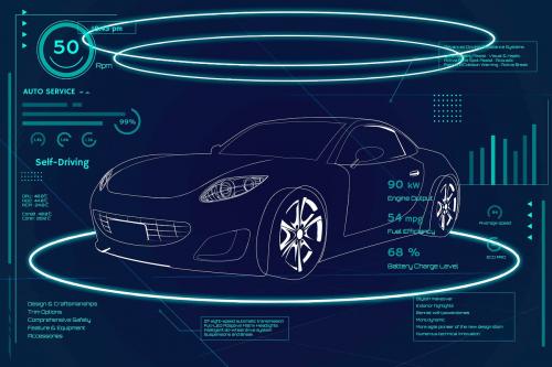 Blue neon sports car design vector - 1202422