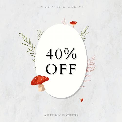 Autumn 40% off sale promotion poster template vector - 1202854