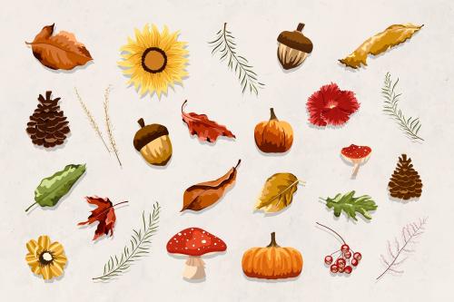 Autumn design elements vector set - 1202868