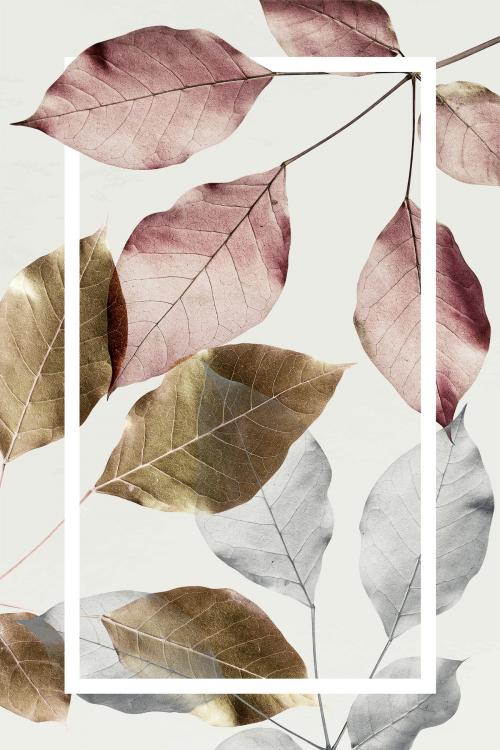 Metallic pink leaves with silver and gold leaves pattern background - 1203939