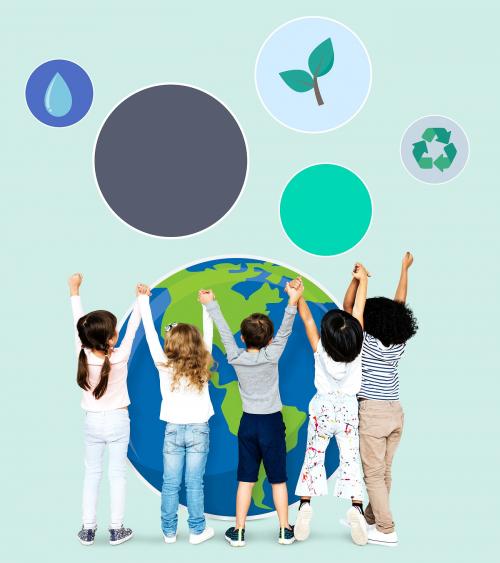 Diverse kids spreading environmental awareness - 504177