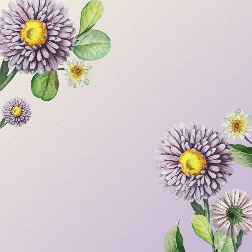 Flower pattern on purple background vector template - 1205782