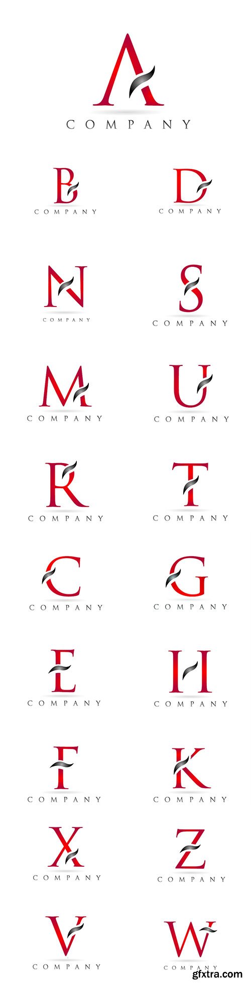 White red alphabet letter logo company icon design