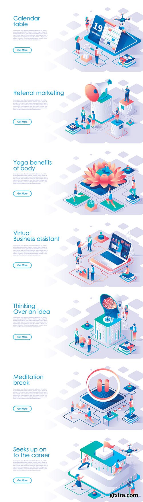 Business scheduling isometric landing page vector template # 3