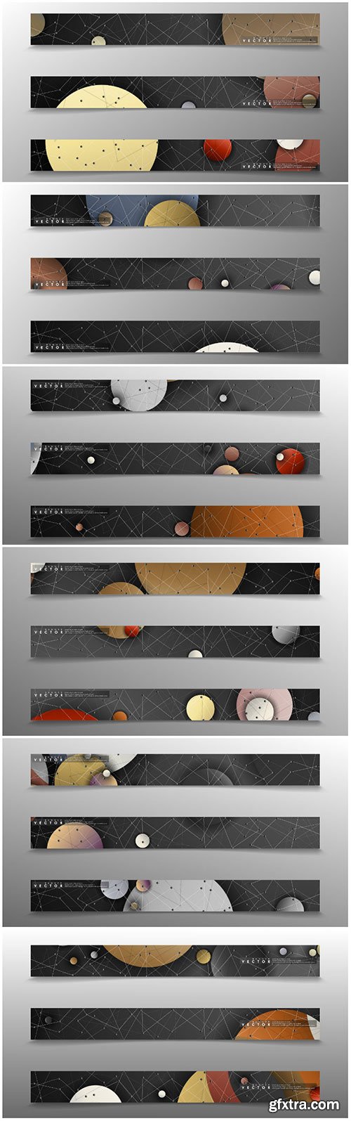 Banner collection, vector backgrounds with colorful circles. space banner 