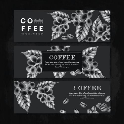 Black international coffee day banner design vector set - 1206617