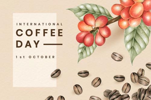 International coffee day card design vector - 1206659