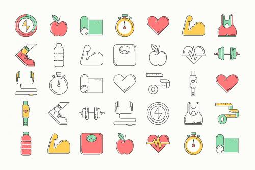 Fitness design elements vector set - 1206781