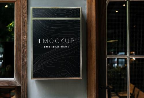 Black restaurant signboard design mockup - 502840