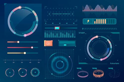 Technology interface template design elements vector - 1206991