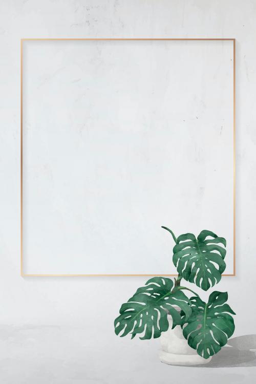 Blank rectangle monstera frame vector - 1208587