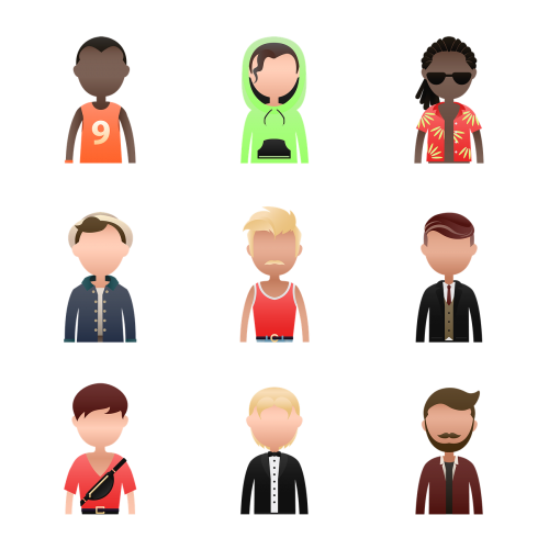 Set of diverse men avatar character transparent png - 2023820