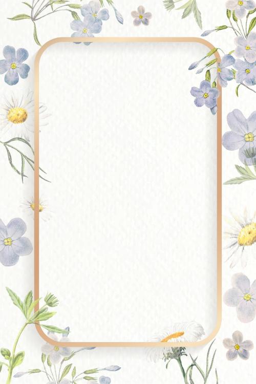 Blank floral rectangle frame vector - 1208799