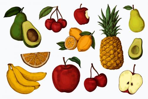 Ripe colorful juicy fruit collection vector - 1208983