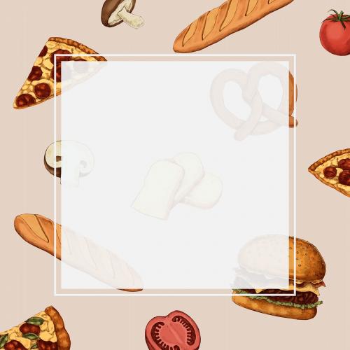 Blank junk food frame design vector - 1209013