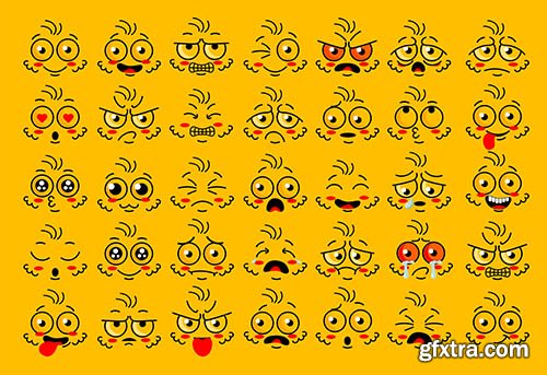 Funny face eye parts with expressions emotion 