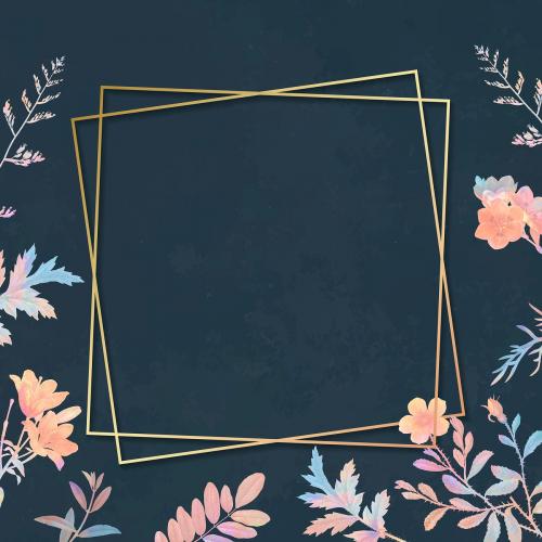 Blank floral golden square frame vector - 1209684