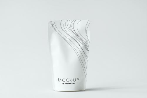 White sachet mockup against white background - 502951