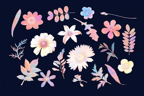 Colorful floral design vector set - 1209722