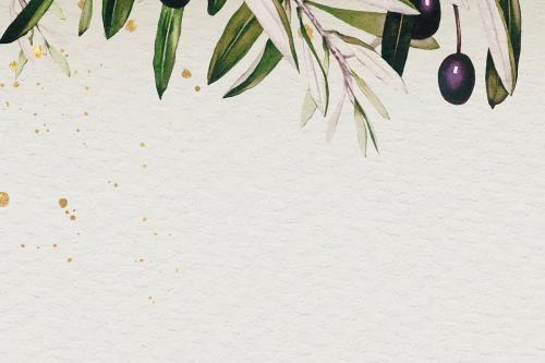 Olive branch pattern on a beige background template vector - 1210335