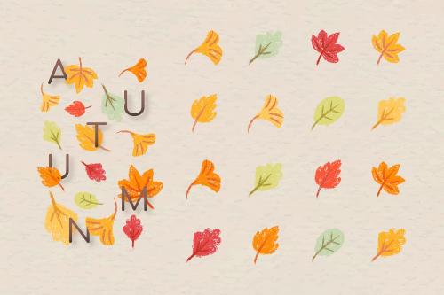 Autumn foliage design elements vector set - 1180781