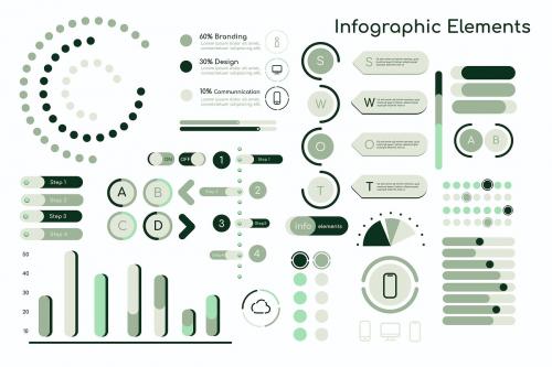 Green infographic design elements vector collection - 1188107