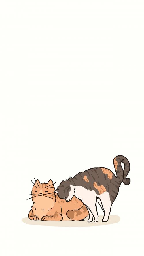 Domestic Shorthair cats doodle element vector - 1199536