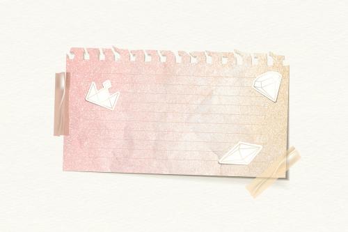 Crumpled glittery pink note paper template vector - 1199789