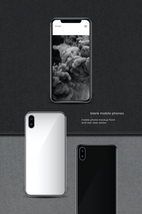 Mobile phone mockup front and rear view vector - 1199973