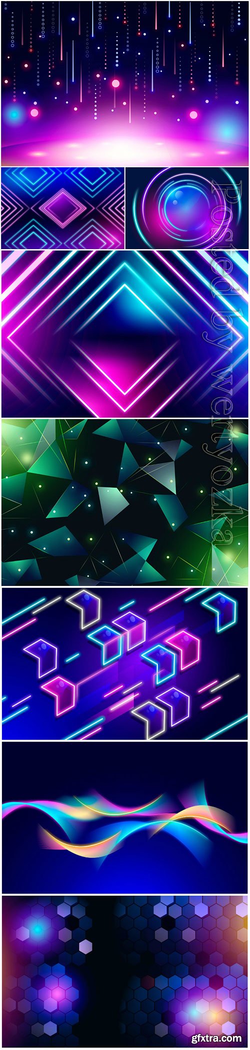 Neon abstract background vector set