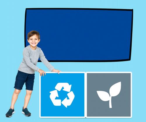 Happy boy with recycling eco friendly props - 503834