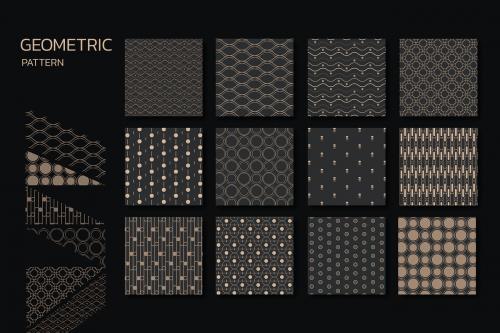 Seamless geometric pattern vector set - 1200404