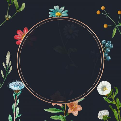 Blank round frame on a floral background vector - 1200435