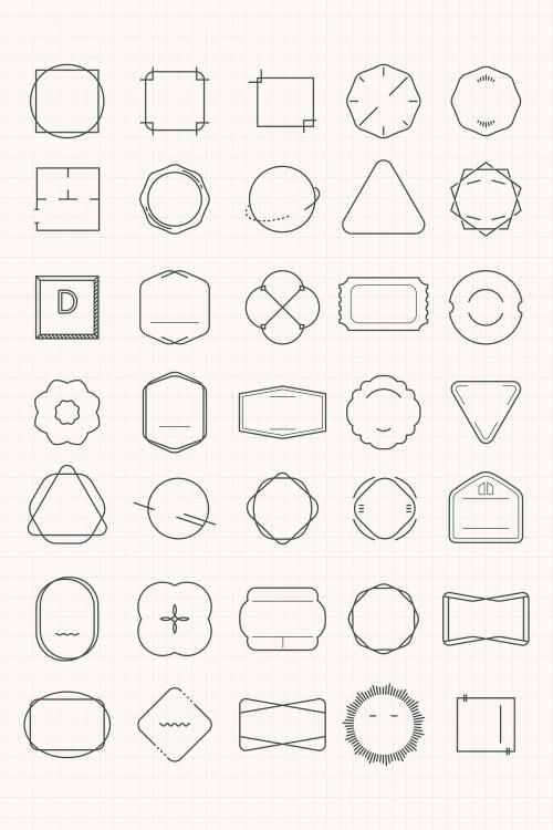 Blank minimal badge design vector set - 1200681