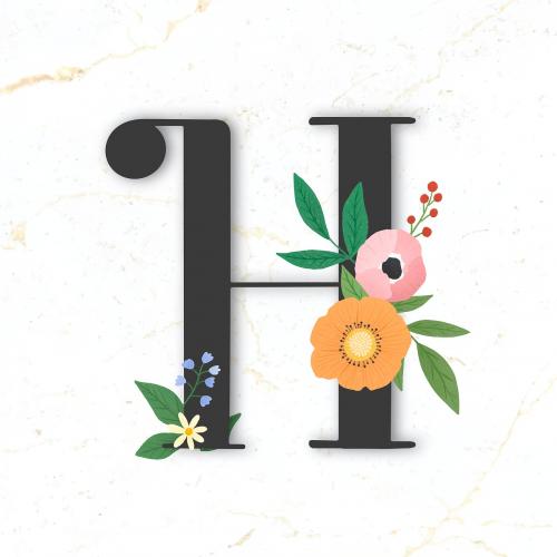 Elegant floral letter H vector - 1200852