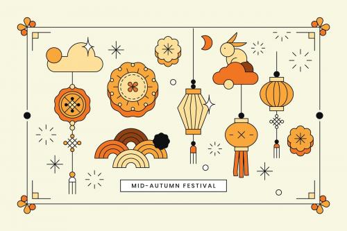 Beige Chinese Mid Autumn festival background vector - 1200984